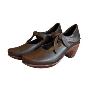 Naot Brown Leather Mary Jane Heels Womens 36 Comfort Shoes